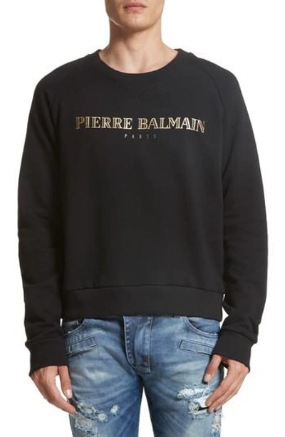 Shop Pierre Balmain Logo Graphic Sweatshirt In Black