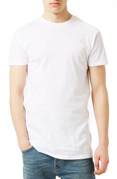 Shop Topman Muscle Fit Longline T-shirt In White