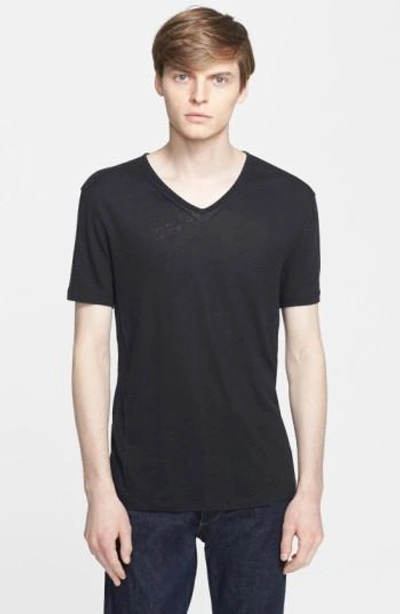 Shop John Varvatos Pintuck V-neck T-shirt In Black