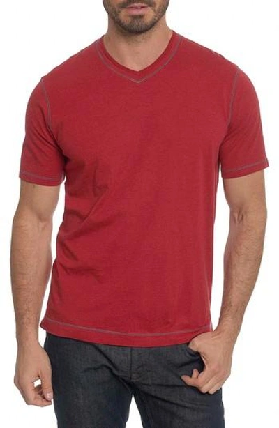 Shop Robert Graham Traveler V-neck T-shirt In Heather Red
