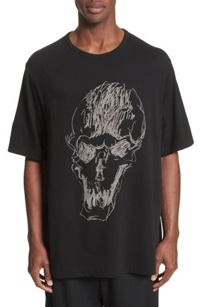 Shop Yohji Yamamoto Oversize Skull Graphic T-shirt In Black