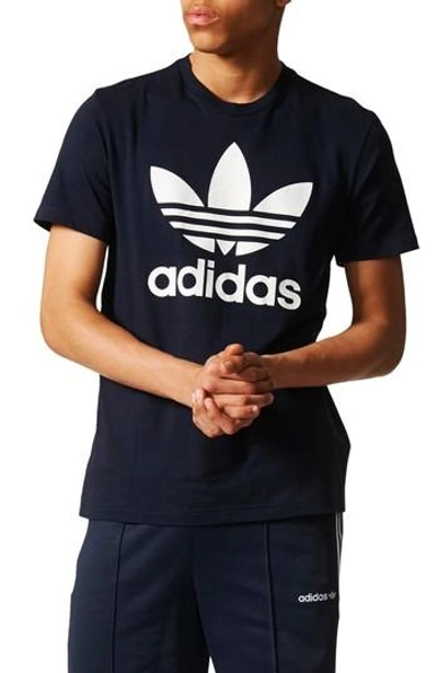 Shop Adidas Originals Trefoil Graphic T-shirt In Legend Ink F17
