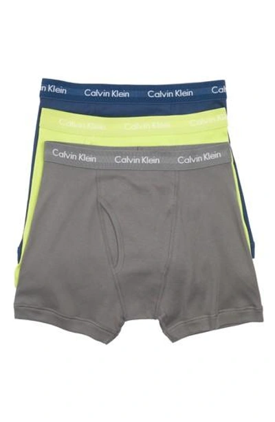 Shop Calvin Klein 3-pack Boxer Briefs In Grey Sky/ Rebel Intuition