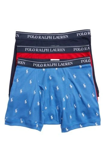 Shop Polo Ralph Lauren Assorted 3-pack Cotton Boxer Briefs In Racer Blue/ Red/ Cruise Navy