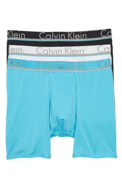 Shop Calvin Klein 3-pack Comfort Microfiber Boxer Briefs In Black/ Athenian Blue/ White