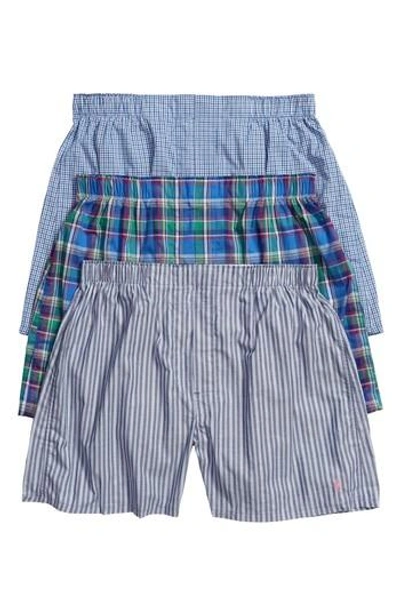 Shop Polo Ralph Lauren Assorted 3-pack Woven Cotton Boxers In Moore Plaid/ Weston/ Boston