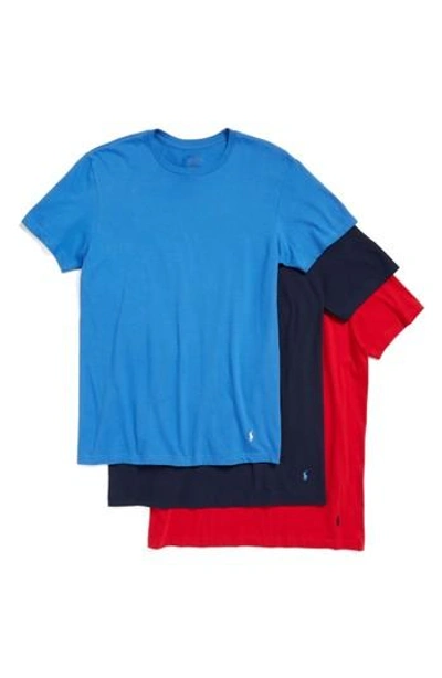 Shop Polo Ralph Lauren 3-pack Crewneck T-shirts In Racer Blue/ Red/ Navy