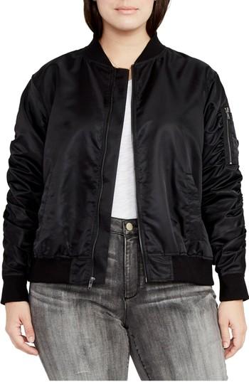 plus size black bomber jacket