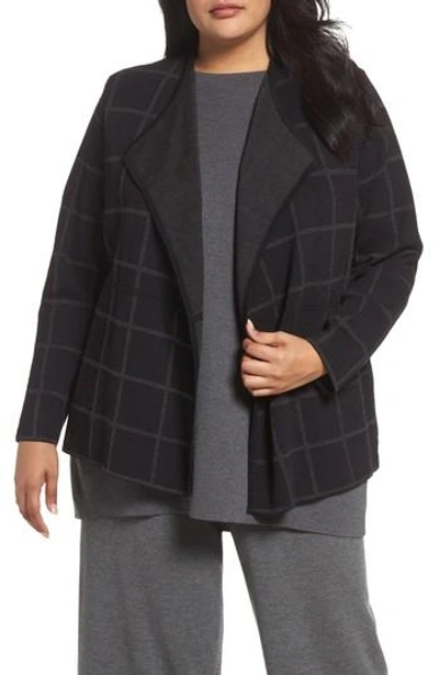 Shop Eileen Fisher Angle Front Cardigan In Charcoal/ Black