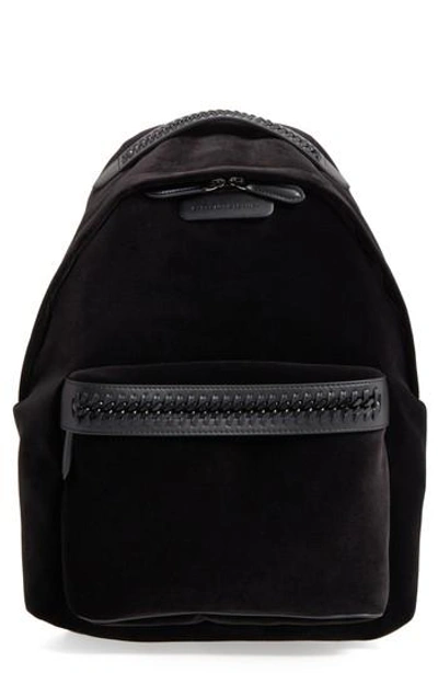 Shop Stella Mccartney Medium Falabella Velvet Backpack - Black