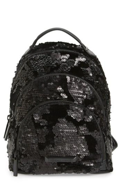 Shop Kendall + Kylie Mini Sloane Velvet & Sequin Backpack - Black In Black Sequins