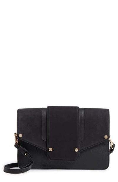 Shop Mackage Effy Convertible Leather Clutch - Black In Black/ Gold