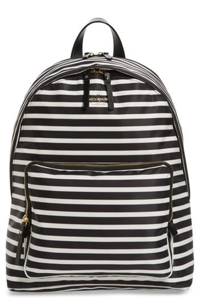 Shop Kate Spade Tech Nylon Backpack - Black In Black/ Clotted Cream