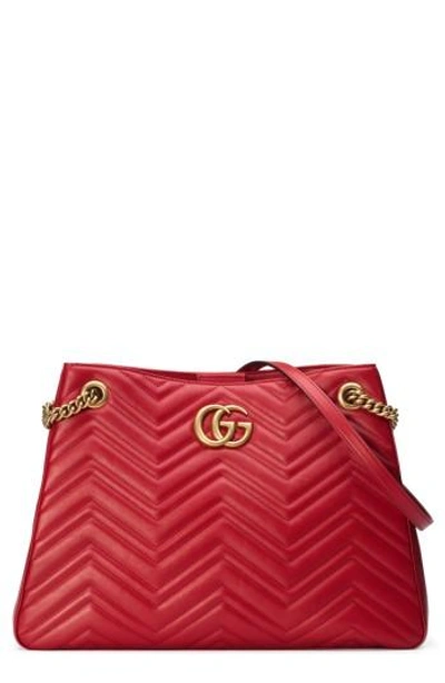 Shop Gucci Gg Marmont Matelasse Leather Shoulder Bag - Pink In Perfect Pink