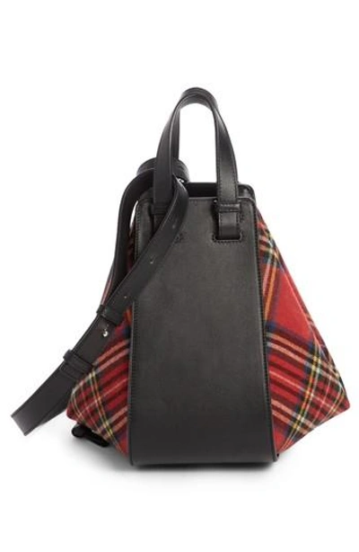 Shop Loewe Small Hammock Tartan Shoulder Bag - None In Black/ Red Tartan