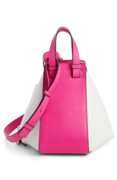 Shop Loewe Small Hammock Leather Shoulder Bag - Pink In Shocking Pink/ White