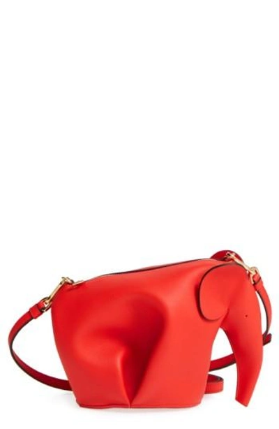 Shop Loewe 'mini Elephant' Crossbody Bag - Red