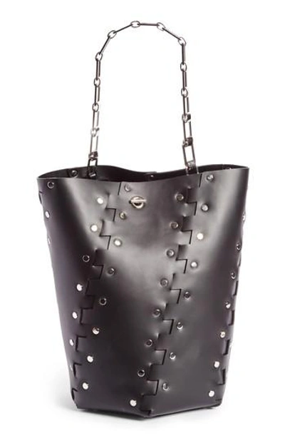 Shop Proenza Schouler Medium Hex Studded Leather Bucket Bag - Black