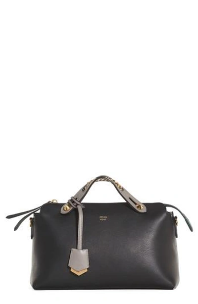 Shop Fendi Small By The Way Colorblock Leather Shoulder Bag - Black In Black Asphalt/soft Gold