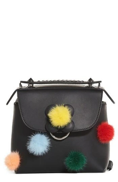 Shop Fendi Mini Back To School Genuine Mink Fur Pompom Leather Shoulder Bag - None In Black Multi