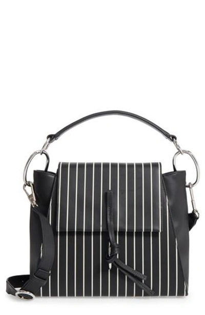 Shop 3.1 Phillip Lim / フィリップ リム Leigh Stripe Top Handle Leather Satchel - Black In Black/ White