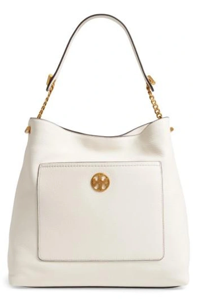 Shop Tory Burch Chelsea Chain Leather Hobo - Ivory In New Ivory