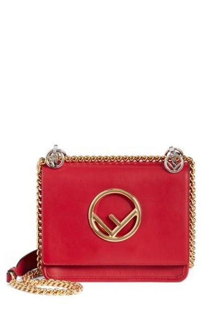 Shop Fendi Kan I Calfskin Leather Shoulder Bag - Red