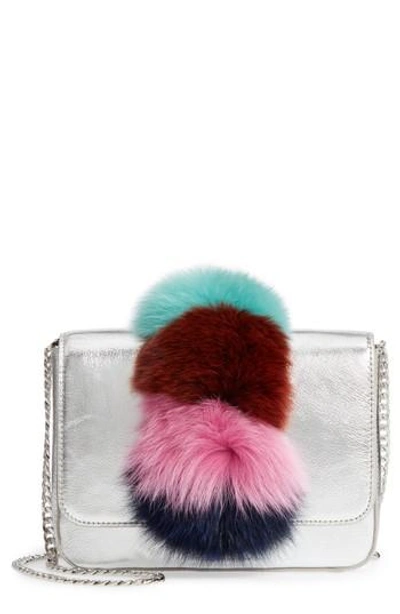 Shop Loeffler Randall Lock Genuine Fox Fur Shoulder Bag - Metallic In Multi/ Silver