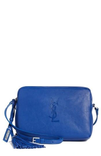 Shop Saint Laurent Small Mono Leather Camera Bag - Blue In Flash Blue