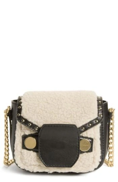 Shop Stella Mccartney Faux Shearling & Leather Crossbody Bag - White In Natural