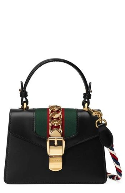 Shop Gucci Mini Top Handle Leather Shoulder Bag In 1060 Nero/vrv