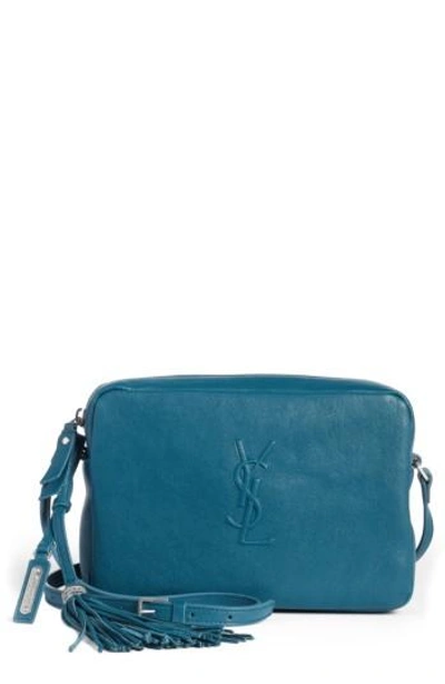 Shop Saint Laurent Small Mono Leather Camera Bag - Blue In Marine