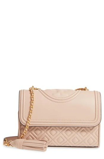 Shop Tory Burch Small Fleming Leather Convertible Shoulder Bag - Ivory In New Mink