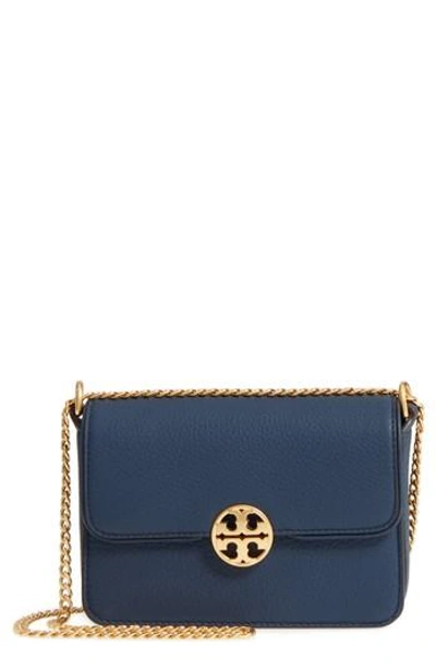 Shop Tory Burch Mini Chelsea Leather Convertible Crossbody Bag - Blue In Royal Navy