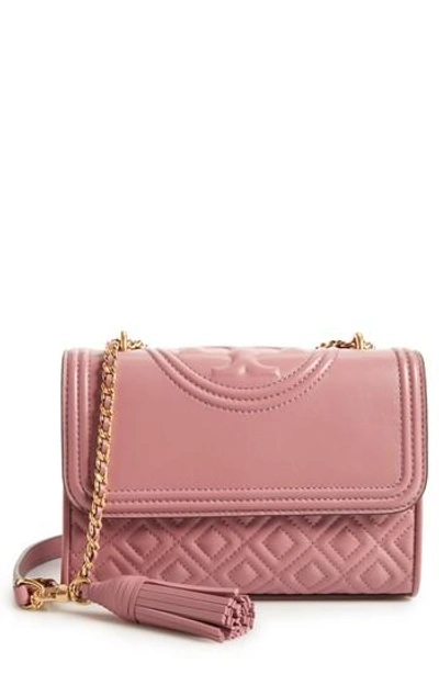 Shop Tory Burch Small Fleming Quilted Lambskin Leather Convertible Shoulder Bag - Pink In Pink Magnolia