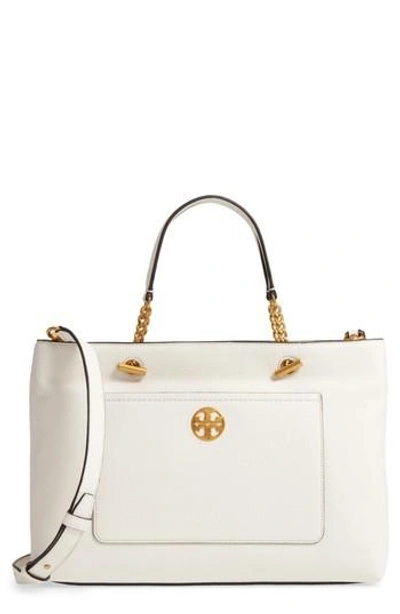 Shop Tory Burch Chelsea Leather Satchel - Ivory In New Ivory