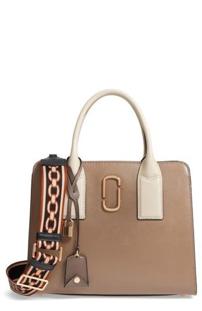 Shop Marc Jacobs Big Shot Leather Tote In French Grey Multi