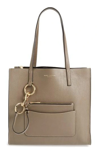 Shop Marc Jacobs The Bold Grind Leather Pocket Tote - Grey In Mushroom