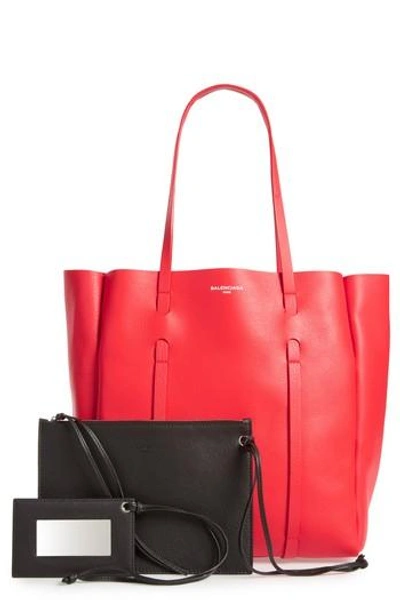 Shop Balenciaga Small Everyday Calfskin Tote - Red In Rouge Vermeil/ Noir