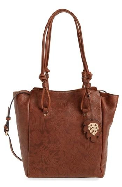 Shop Tommy Bahama Embossed Leather Tote - Brown In Chestnut