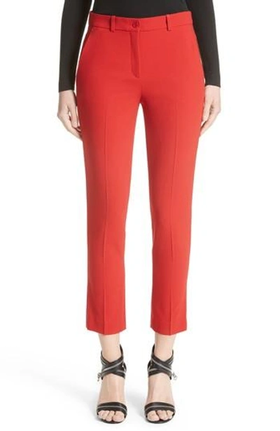 Shop Michael Kors 'samantha' Stretch Wool Straight Leg Pants In Crimson