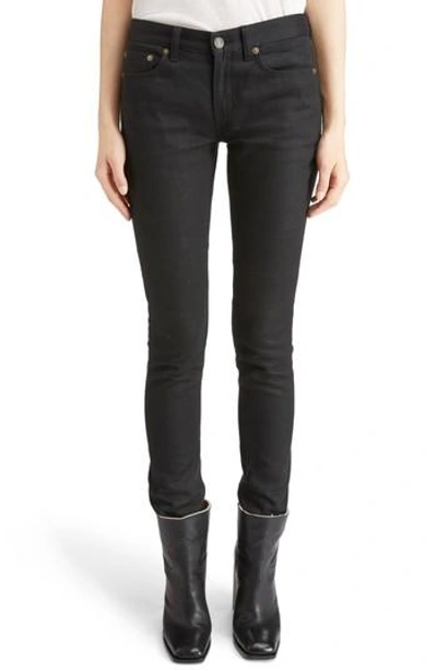 Shop Saint Laurent High Waist Skinny Jeans In Black