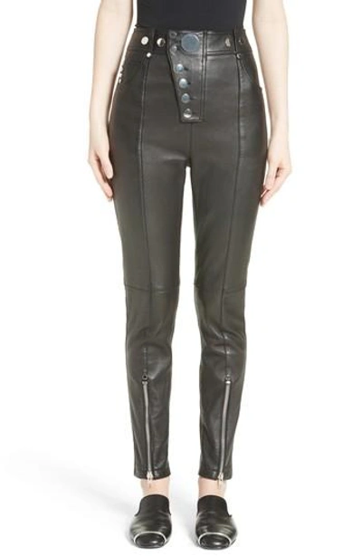 Shop Alexander Wang High Waist Leather Pants In Onyx