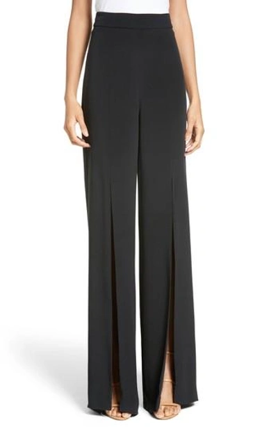 Shop Cushnie Et Ochs Slit Silk High Waisted Pants In Black