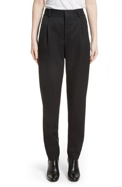 Shop Saint Laurent Wool Pleated Pants In Black