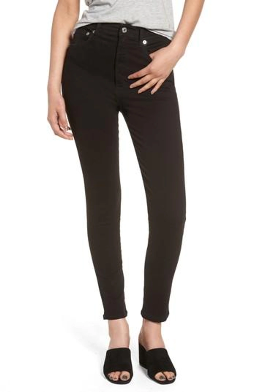 Agolde Black Roxanne Super Hi Rise Skinny Jeans In Jet ModeSens