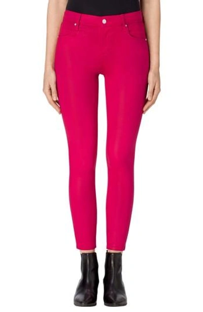 Shop J Brand Alana High Waist Crop Skinny Jeans In Coated Dizzy Pink