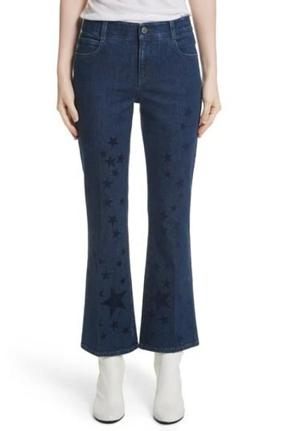 Shop Stella Mccartney Star Print Crop Flare Jeans In Midnight