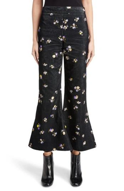 Shop Acne Studios Tyme Floral Corduroy Wide Leg Pants In Small Flower Black