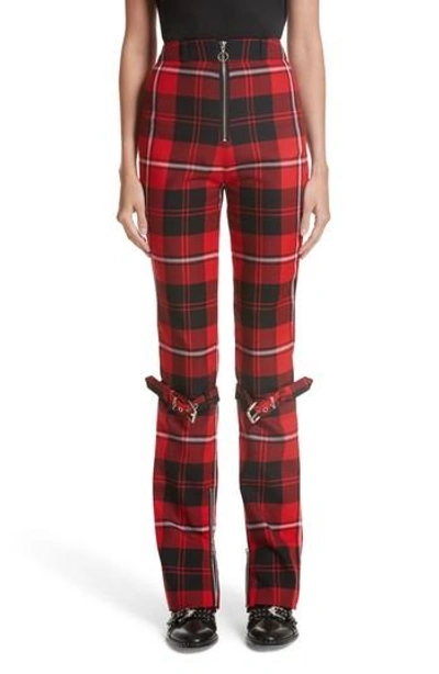 Shop Dilara Findikoglu Manson Tartan Plaid Wool Pants In Red
